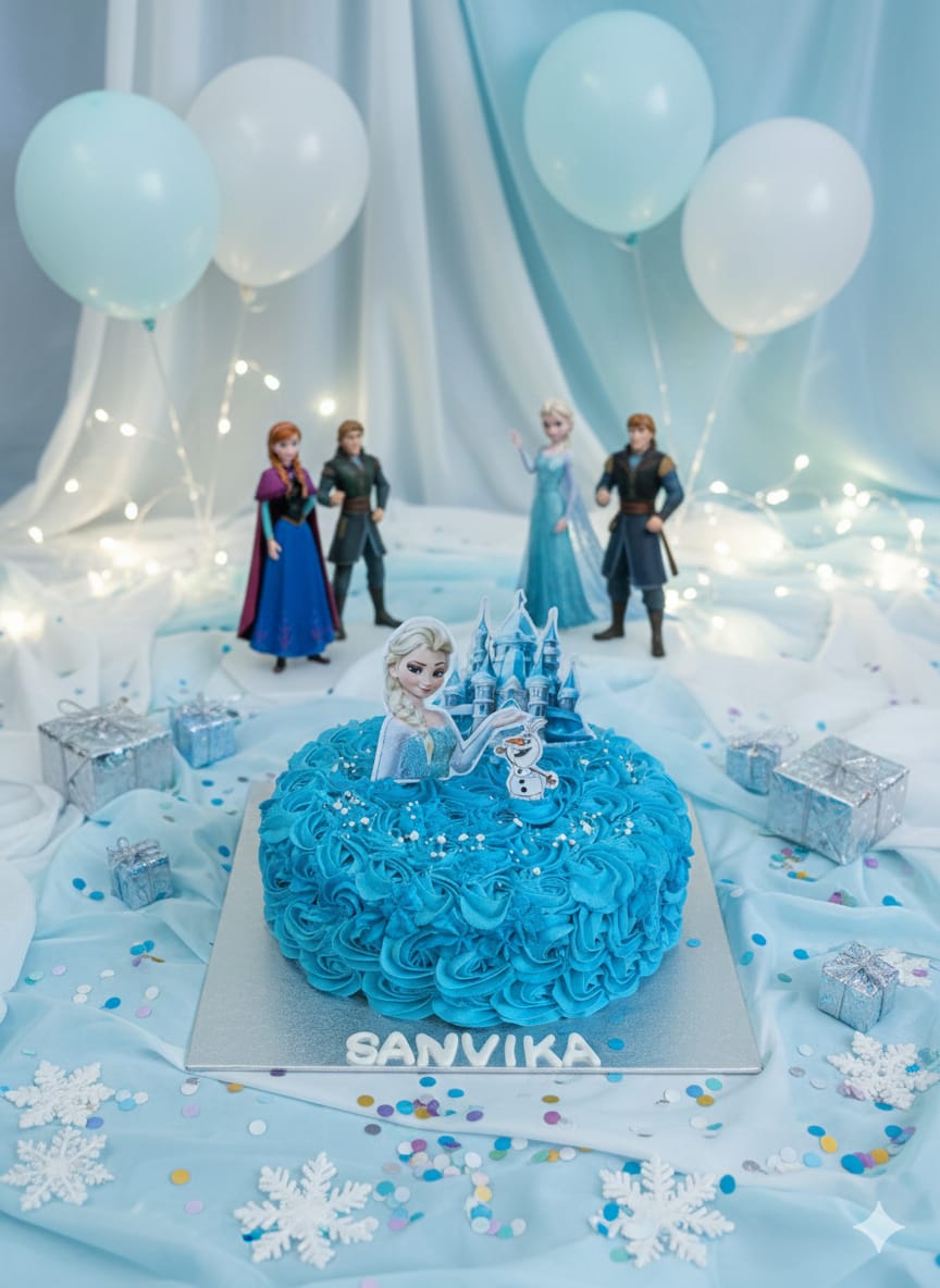 Frozen Elsa themed birthday cake by Prexa at Cosy Cafe Harleston