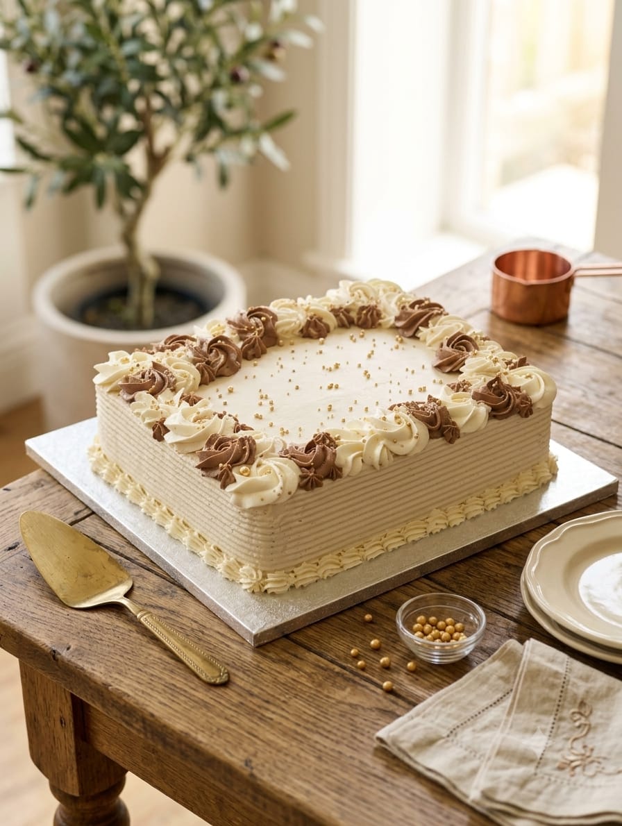 Vanilla and chocolate rosette sheet cake by Prexa at Cosy Cafe Harleston